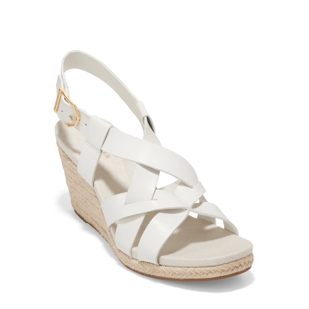 New Cole Haan Crystal Wedge Sandal in Blanc De Blanc Women's Size 11